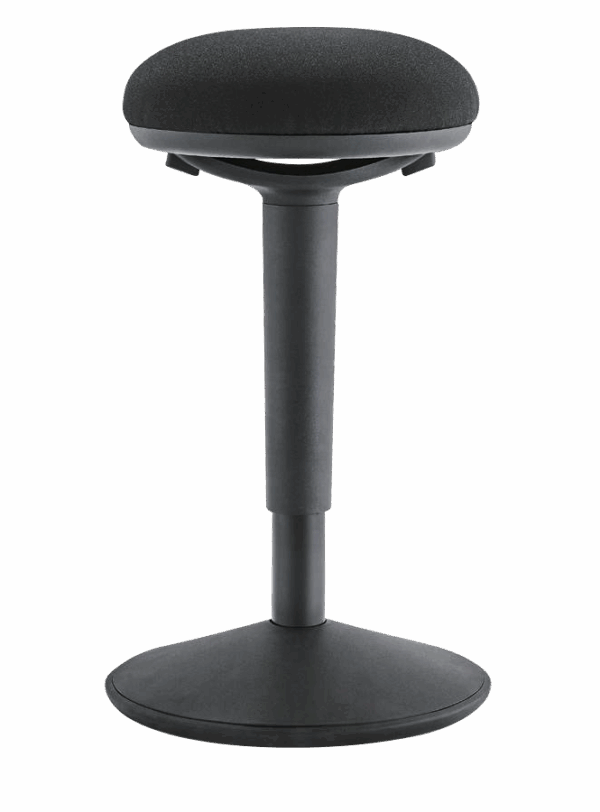 Kore Design™ Office Adjustable Wobble Stool Round Curved Seat (22” to 30”) Black Fabric
