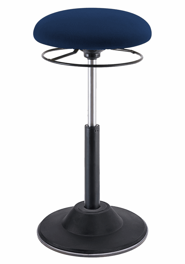 Kore Design™ Office Adjustable Pivot Stool Round Seat (20” to 28”) Blue Fabric