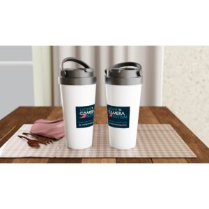 White 15oz Stainless Steel Travel Mug
