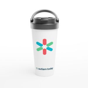 Autism Today Collection White 15oz Stainless Steel Travel Mug