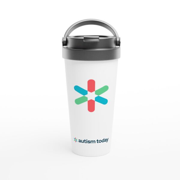 Autism Today Collection White 15oz Stainless Steel Travel Mug